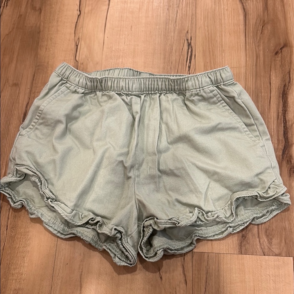 Crewcuts Sage Green Ruffled Hem Shorts